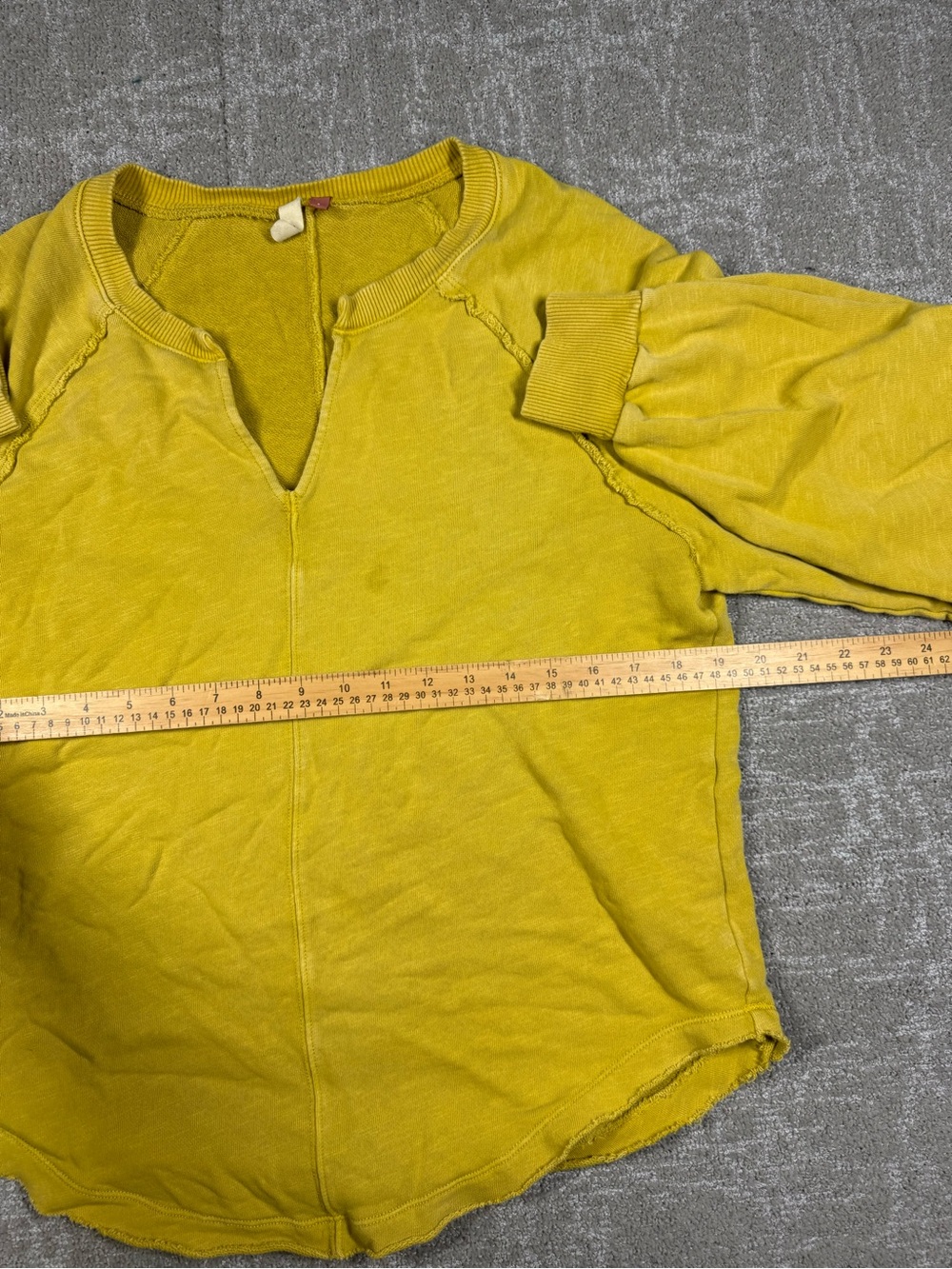 Anthropologie Pilcro Chartreuse Mustard Yellow Notch Sweatshirt size Small - Picture 4 of 7